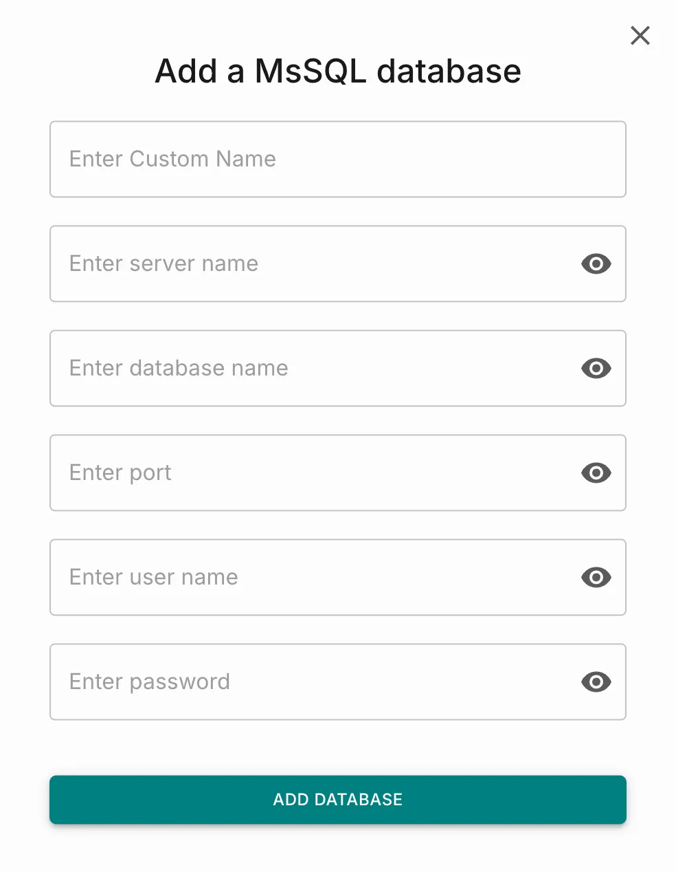 Add a MsSQL database pop-up