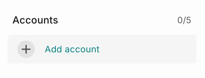 Accounts panel with the Add account option