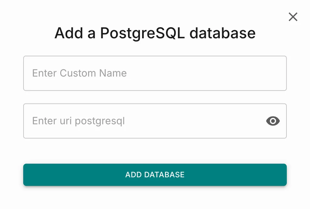 Add a PostgreSQL database pop-up