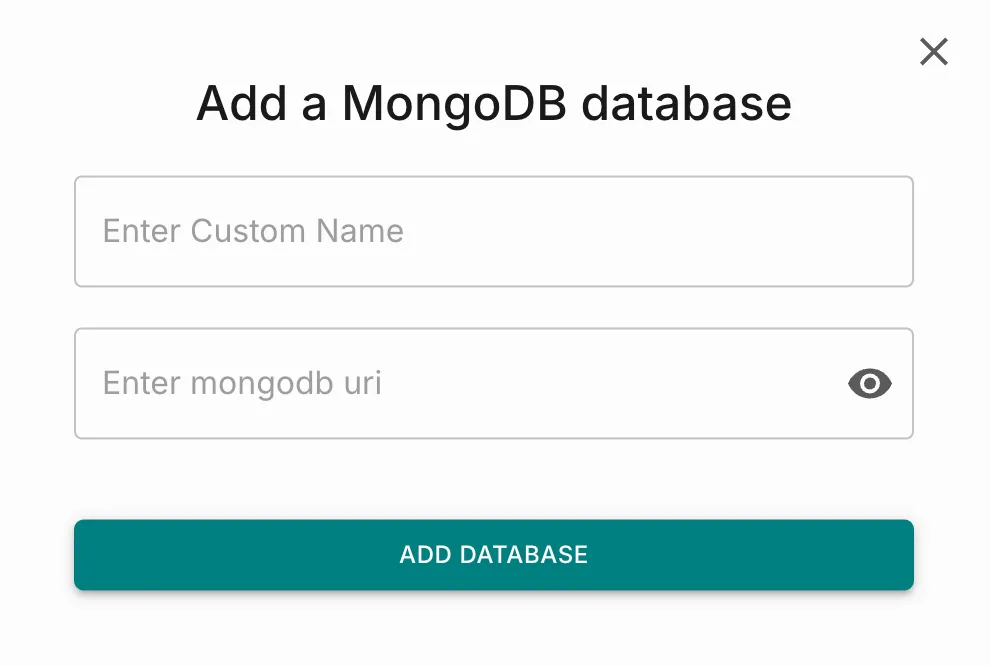 Add a MongoDB database pop-up